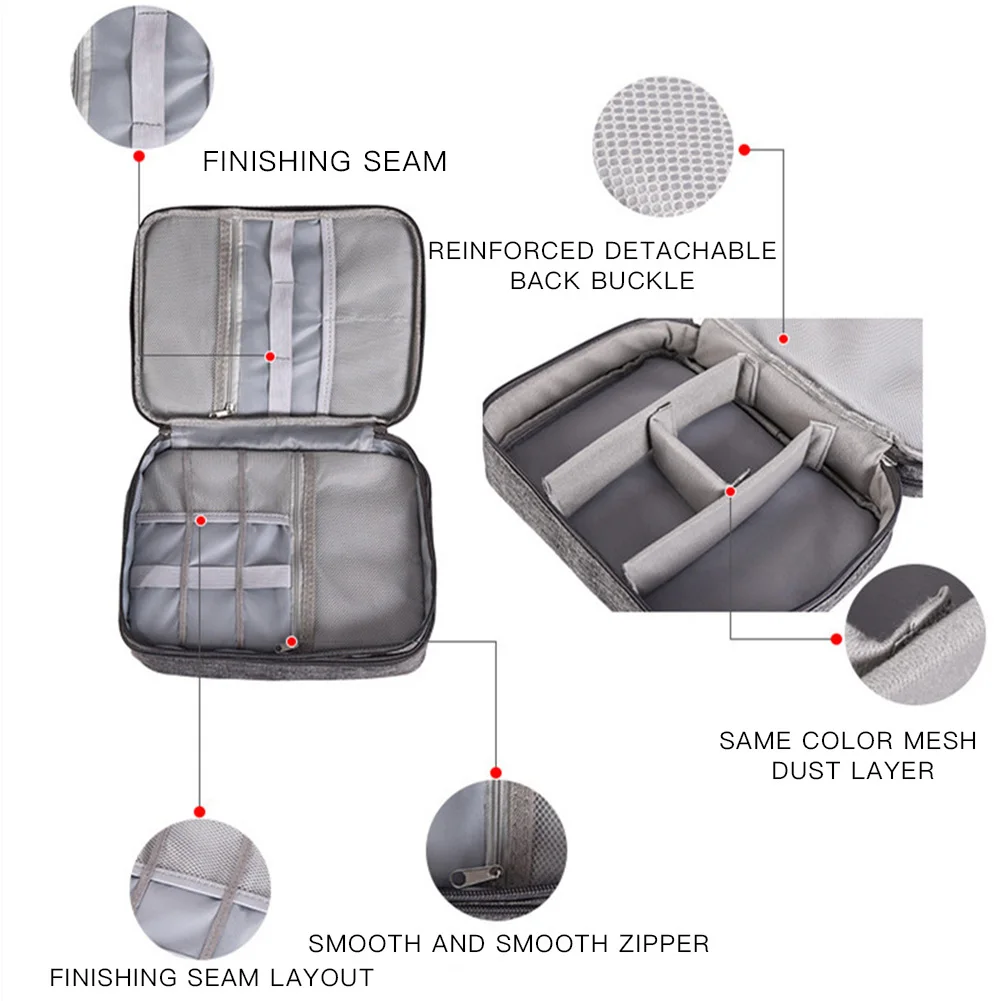 3-layer Electronics Storage Bag Polyester Multi-functional Digital Devices Organizer Data Cable Case | Дом и сад