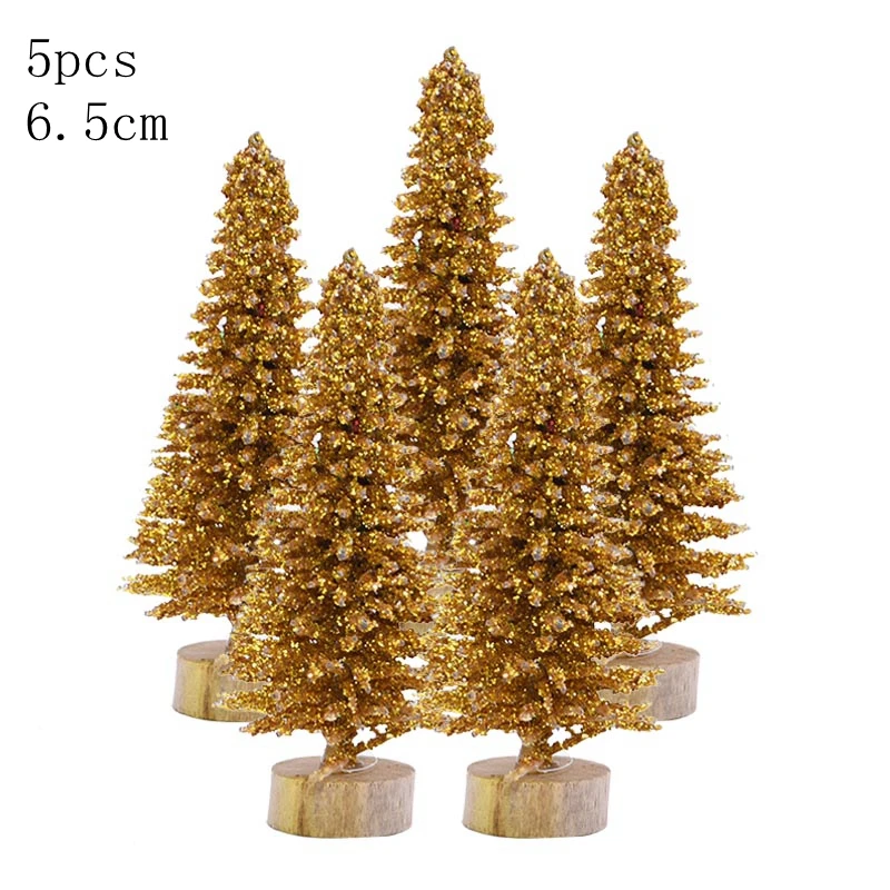 glitter 6.5cm 5pcs 5 шт. 5 размер искусственная декорированная Мини Рождественская елка Рождественское украшение елка Рождественская мини поддельная елка новогодний декор Navidad - Цвет: glitter 6.5cm 5pcs