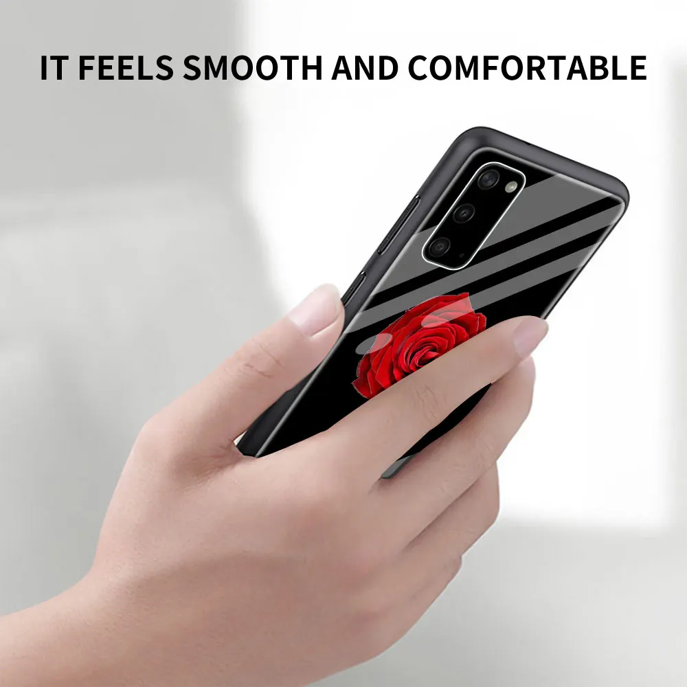 

Bright Red Roses Flowers Glass Case For Samsung Galaxy S20 FE S21 S10 S9 S8 Plus Note 20 Ultra 10 Lite 9 Tempered Phone Capas