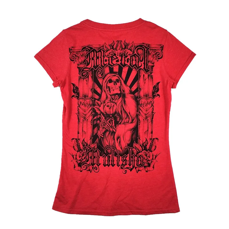 

Women Motorcycle Skull Print T Shirt (Without Main and Size Label)
