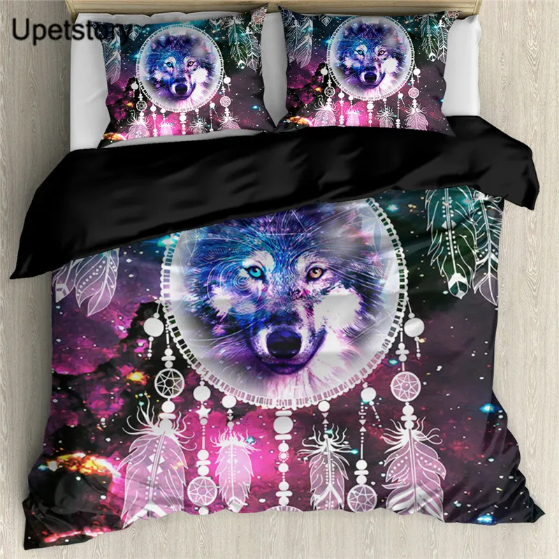 

Комплект постельного белья в стиле «ловец снов» в стиле бохо, королевский размер, красочное племя снов, волк, пододеяльник, наволочка для вз...