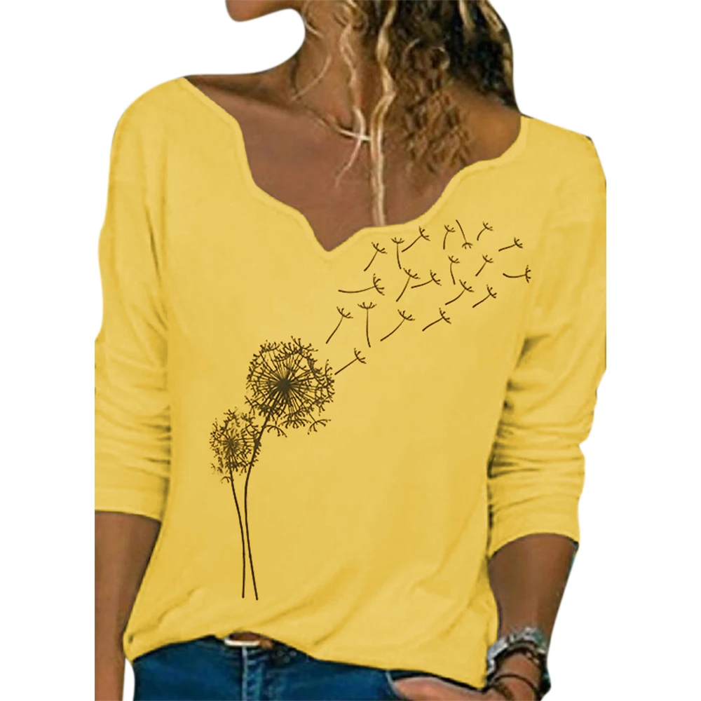 Женская одежда с цветочным принтом повседневный Свободный Топ осенняя женская