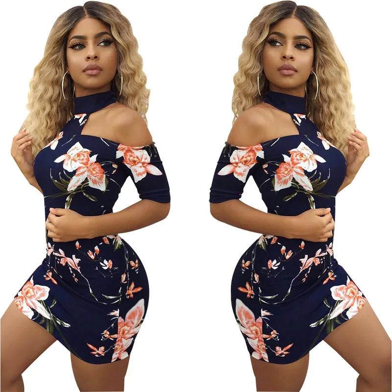 

Women's Halter Neck Floral Summer Tight Dress