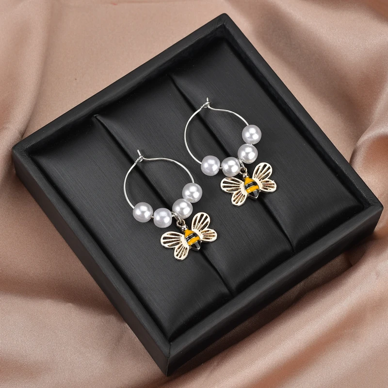 Милые винтажные модные серьги капли с кристаллами в виде цветка насекомых форме