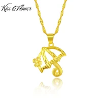 kissflower nk65 fine jewelry wholesale fashion woman girl birthday wedding gift exquisite umbrella 24kt gold pendant necklaces