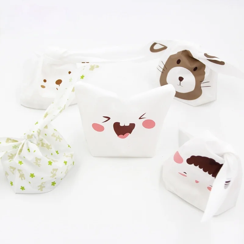 

50pcs/lot Cute Rabbit Ear Bags Cookie Plastic Gift Bags For Biscuits Snack Baking Package And Event Party Supplies 2021