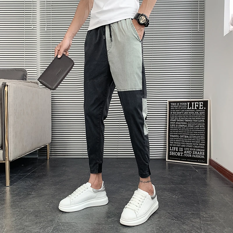 Лето 2020 тонкие джинсы Мужская модная уличная одежда джинсовые брюки мужские хип