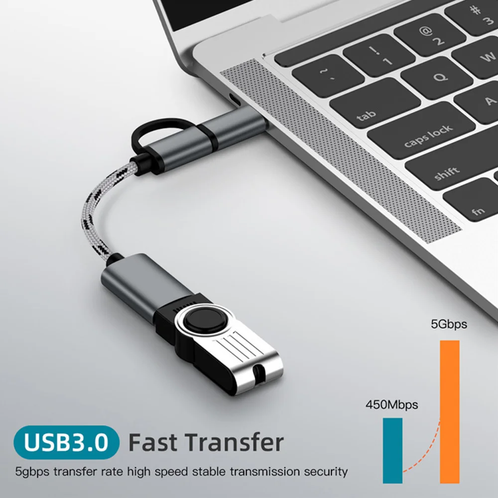 

2 in 1 Fast Transfer Connector Converter Type-C Male +miniature USB Male To 3.0 Interface Female OTG Adapter Cable