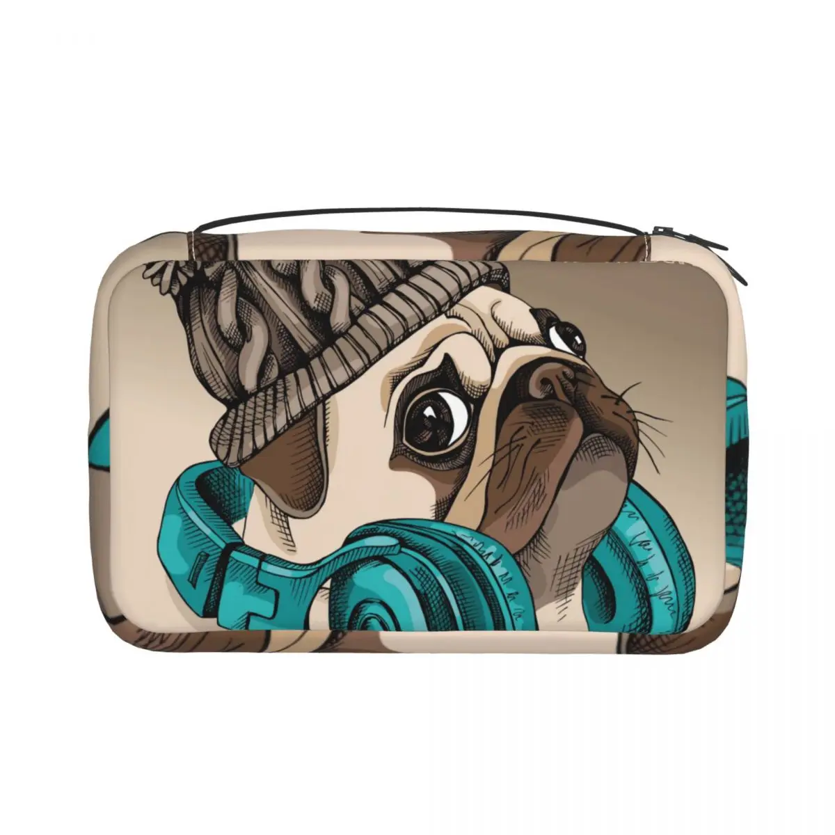 Beli Tas Kebersihan Pribadi Seekor Anjing Pug Di Headphone Di Tas Cuci Perjalanan Nec Tas Penyimpanan Rahasia Tas Makeup Travel