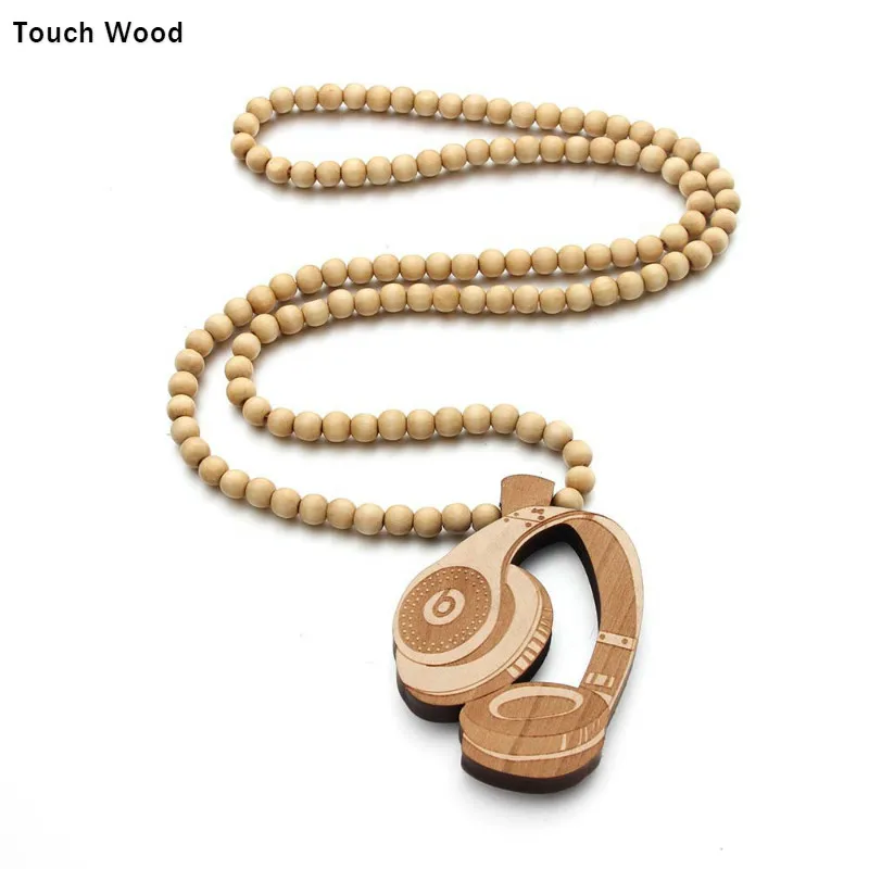 

Wood Headphones Pendant Necklace Street Dance Necklace Hip Hop Jewelry