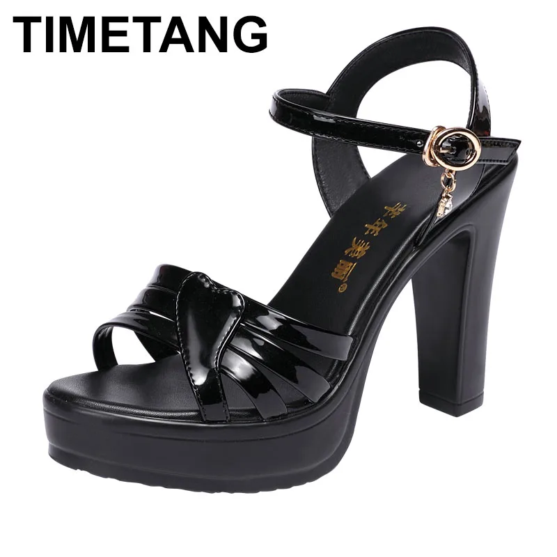 

TIMETANG high heels sandals big size 34-43 women shoes 2020 new summer buckle strap fashion casual platform ladies sandals