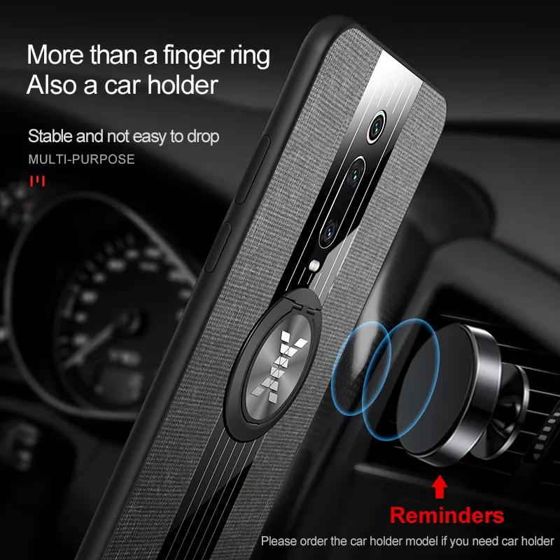 For Xiaomi Mi 9T 10T Pro Mi9T Mi10T Lite Case Magnetic Finger Ring Holder Soft TPU Leather Case for Redmi K20 K30 Pro K30S Ultra