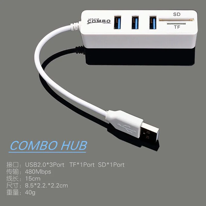 

6 Port USB Hub 2.0 With SD/TF Card Reader USB Adapter Multi USB Splitter 2.0 Hub For Macbook Air Laptop PC Computer Accessories