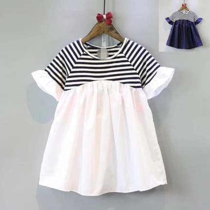 Одежда для девочек Новинка лета 2019 милое Кукольное платье принцессы Полосатое в