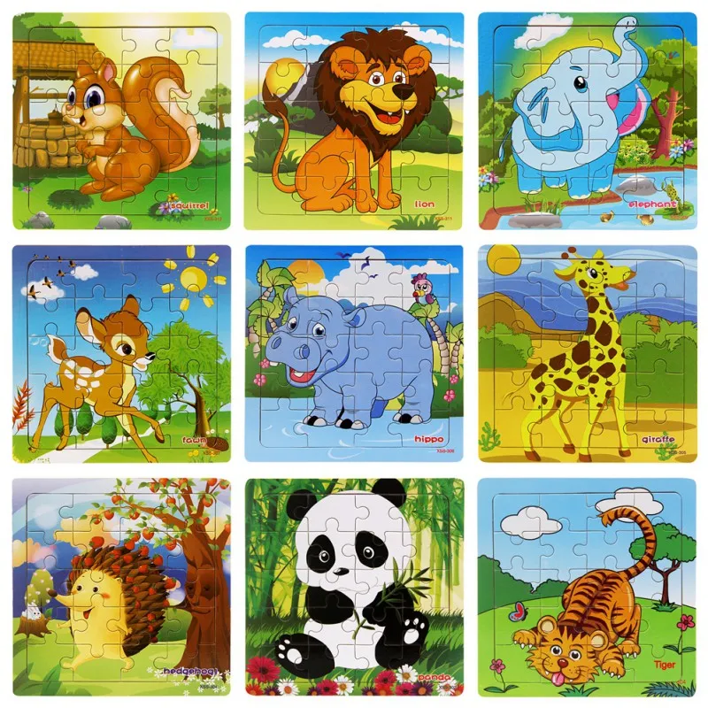

Wooden Forest Animal Toddler Square Puzzles Baby Early Educational Toys 20PCS