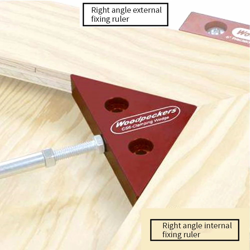 

45 Degree Carpenter Aluminum Alloy Square Triangle Ruler Angle Gauges Red Fixed Measuring High Hardness Metric DIY Woodworking