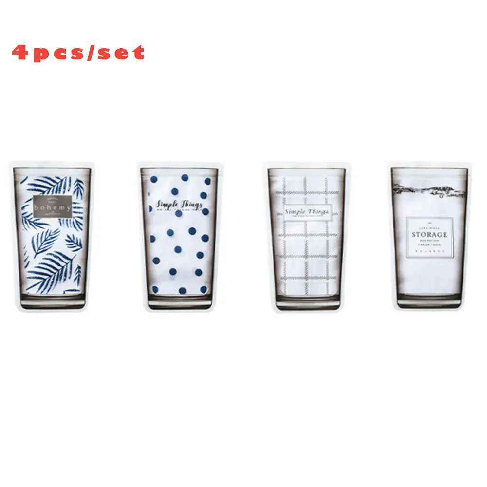 4 шт. многоразовая печать силиконовая пищевая свежая сумка вакуумный упаковщик