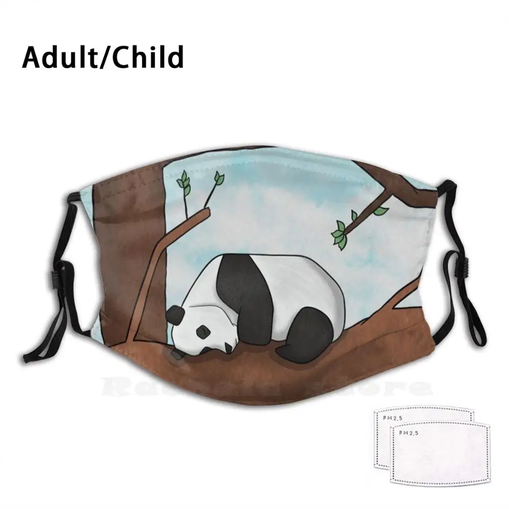 

Спящая и ленивая панда, медведь на дереве, Забавный принт, многоразовая маска для лица с фильтром, панда, медведь, расслабляющая Медитация