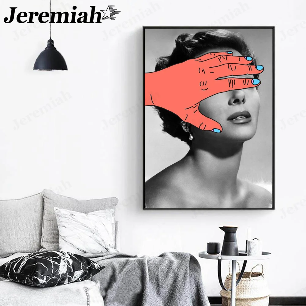 

Abstract Beauty Canvas Painting Wall Stickers To Block The Little Girl Eyes Poster Wall Art Modern Living Room Home Decoration