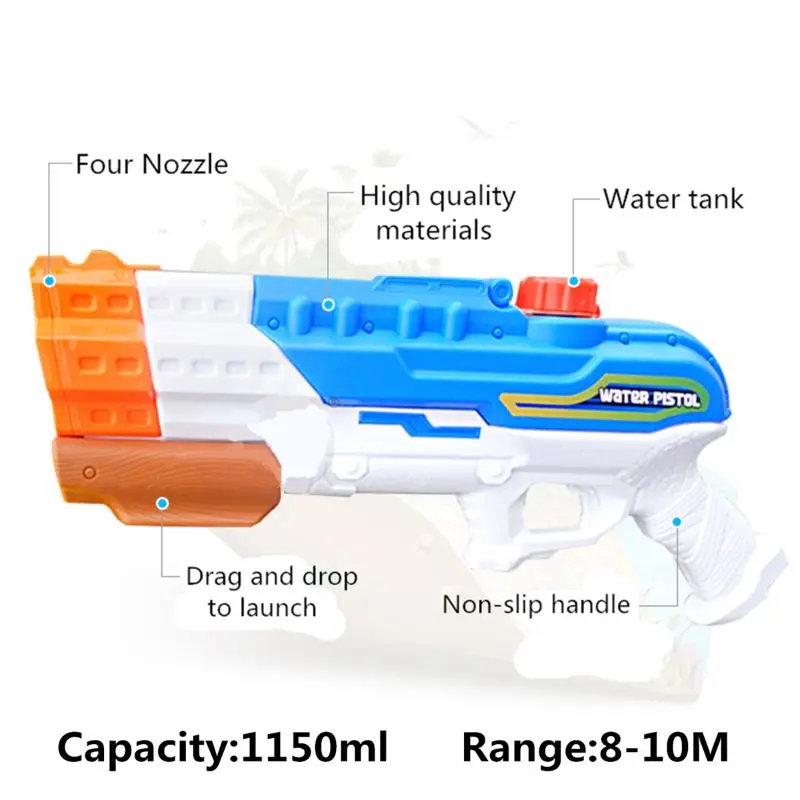 

Water Gun Soaker 4 Nozzles Water Blaster Squirt Gun 30ft Water Pistol Water Fight Summer Toys Outdoor Swimming Pool Beach Toys