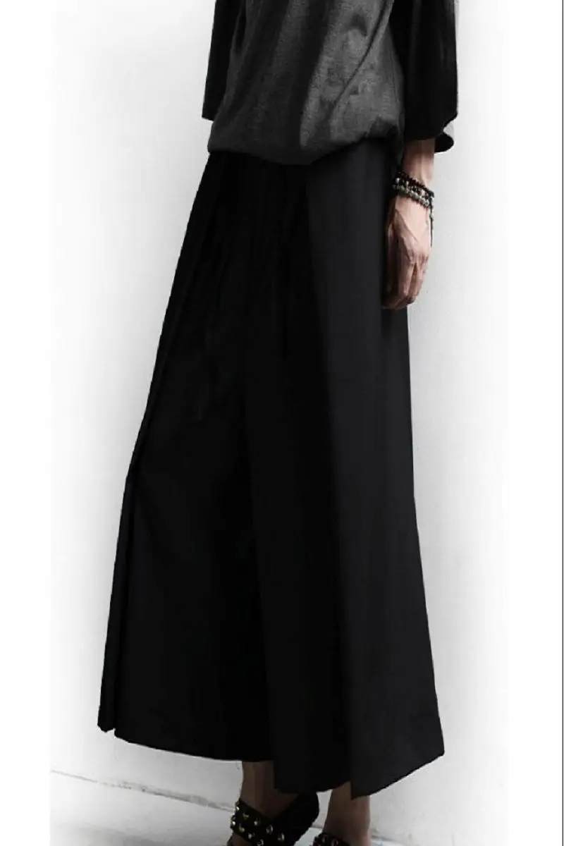 

27-44 Spring and autumn new style Korean loose gothic trendy men's skirt pants hairdresser personality simple wide-leg pants
