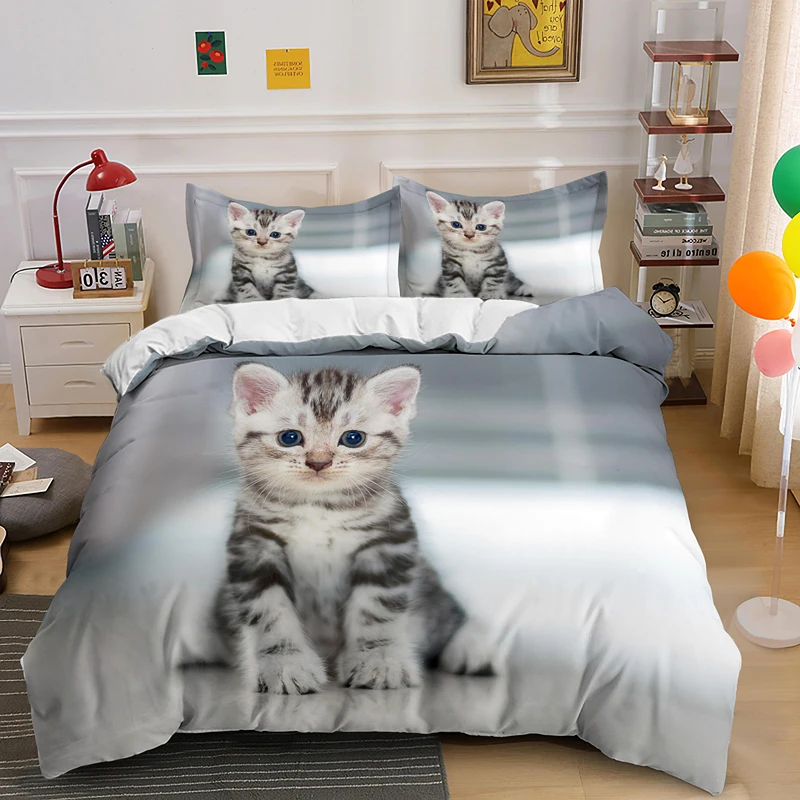 

Lovely Animal Cats Bedding Set Comforter 3D Print Luxury Duvet Cover Set Home Textile Decoration Adult Queen King Single Size