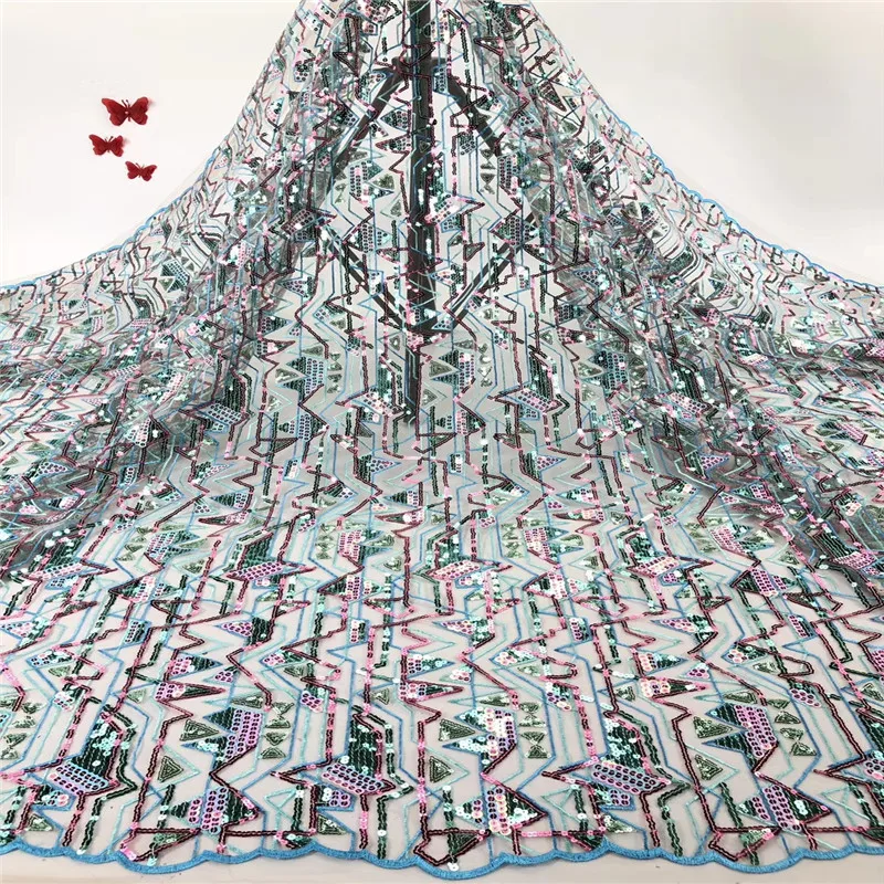 

NaXiu Multicolor African Lace Sequins Embroidered High Quality Ftench Lace Agrican Net Fabric French Bridal Lace