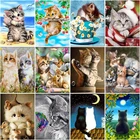 Алмазная живопись RUOPOTY с черными и белыми кошками 5D, алмазная вышивка, мозаика ручной работы, картины стразы, украшения для дома