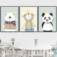 cartoon crown bear panda bird wall art canvas painting posters and prints nordic poster animals wall pictures kids room decor