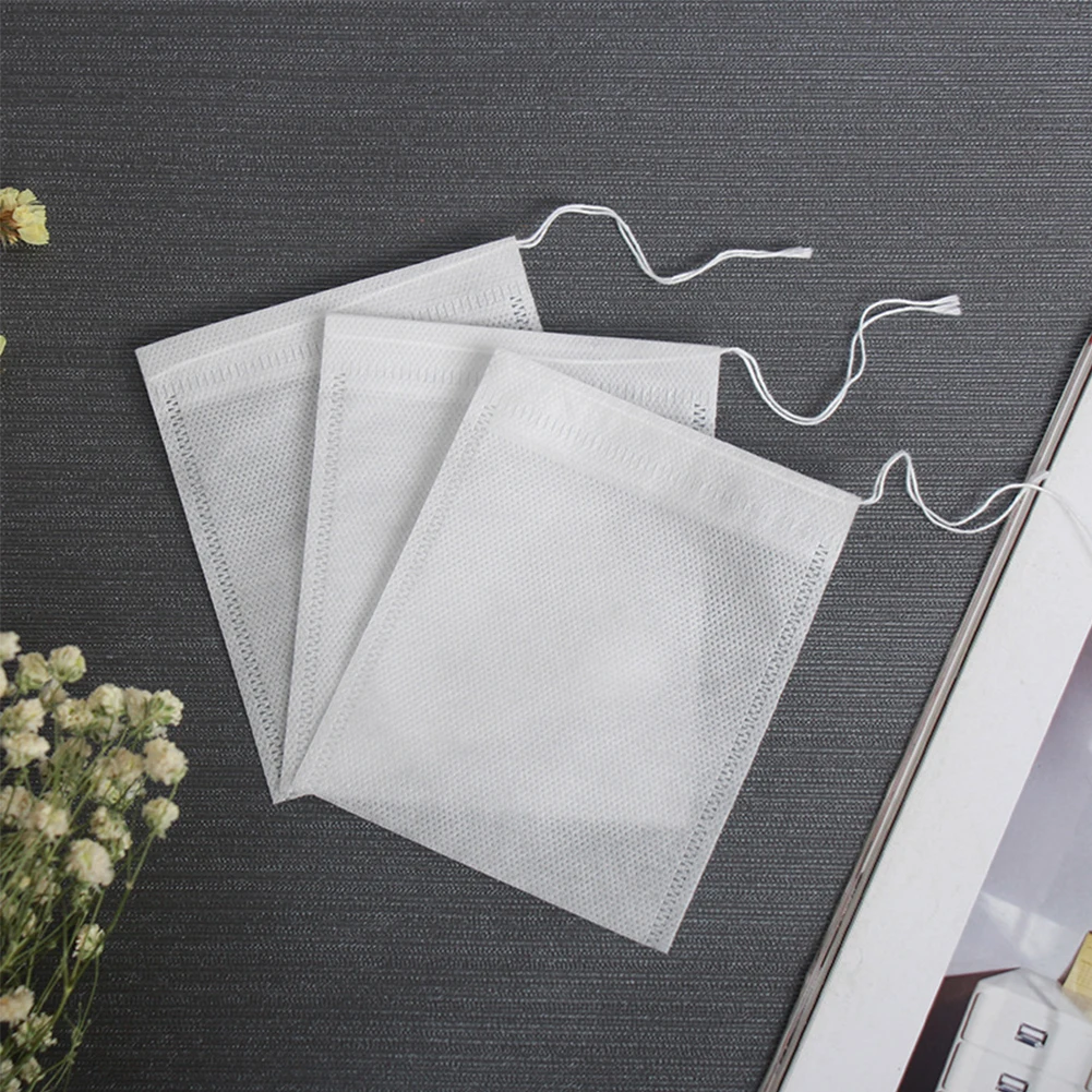 

100pcs Food Grade Non-woven Fabric Tea Bags Tea Filter Bags For Tea Bag Infuser With String Heal Seal Spice Filters Teabags