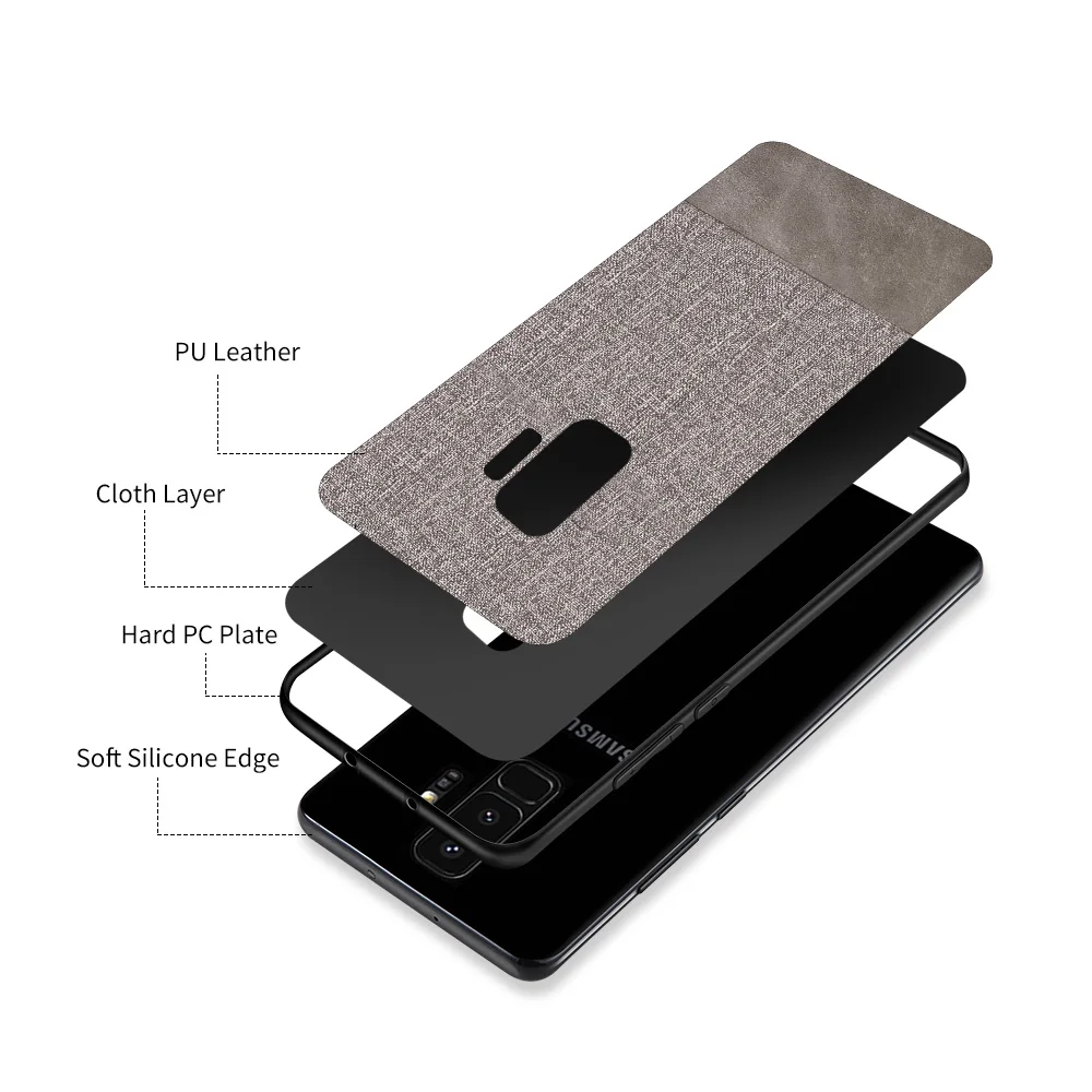 KISSCASE Cloth Leather Case For Samsung Galaxy A50 A70 S10 S8 S9 Plus S7 Edge Splice Cover for Note 8 9 10 S10E Coque |