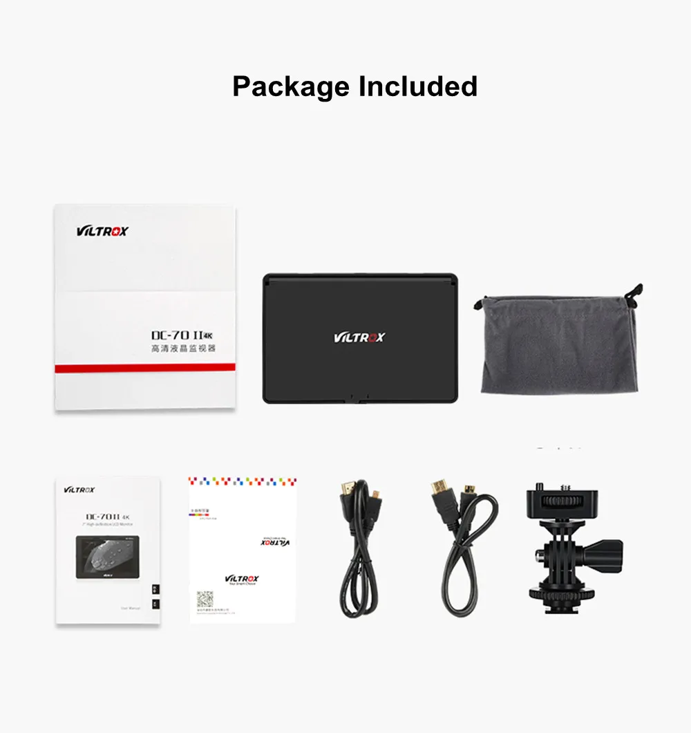 Viltrox 7 ''DC-70 II клип на HD lcd HDMI AV вход камера видео монитор дисплей и батарея и зарядное устройство для Canon Nikon DSLR BMPCC