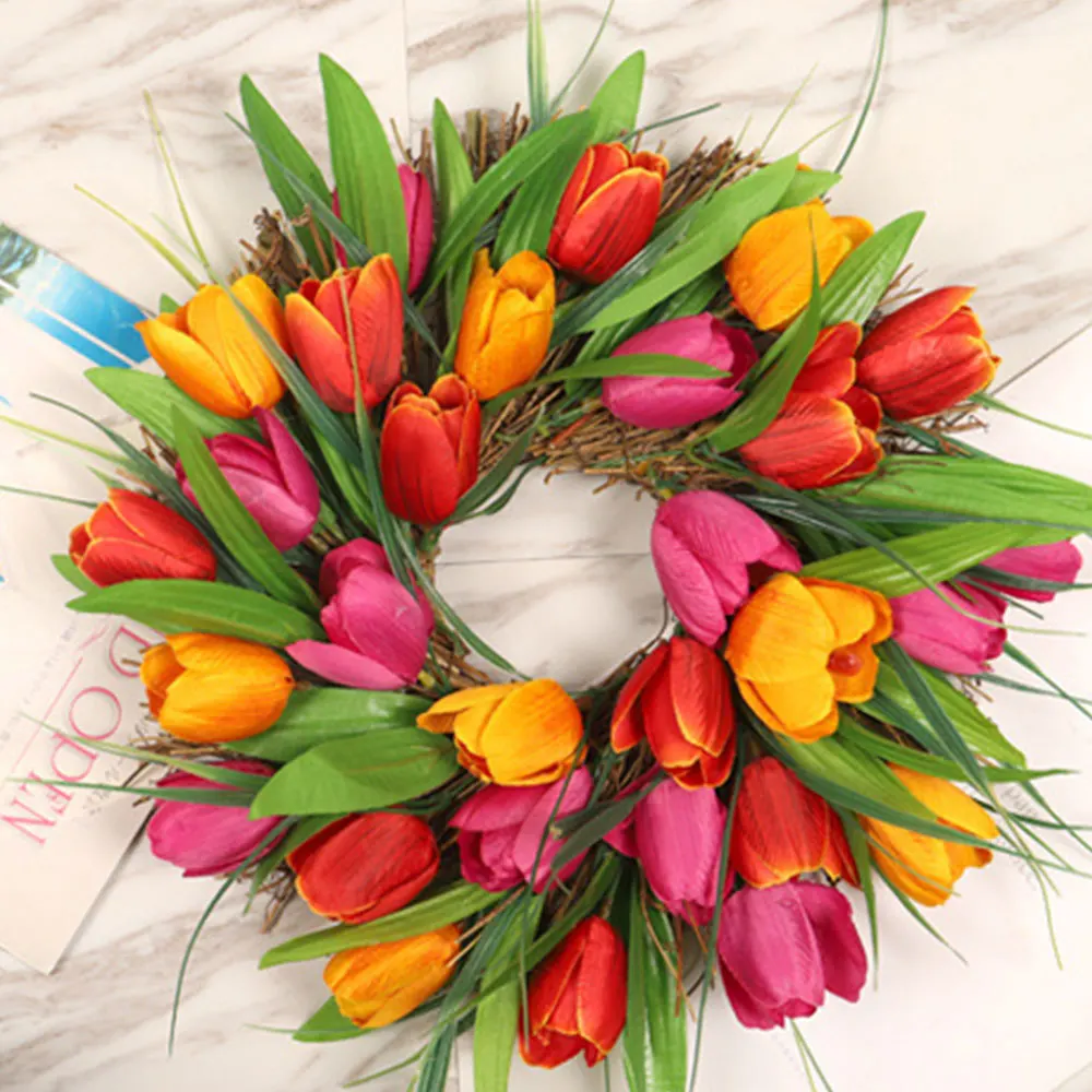 Тюльпановый цветочный венок для входной двери Осенний осенний Свадебный