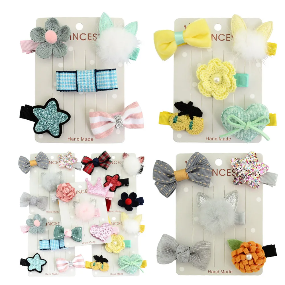 5 шт./комплект заколки для волос маленьких девочек мини-заколки с бантом и цветком