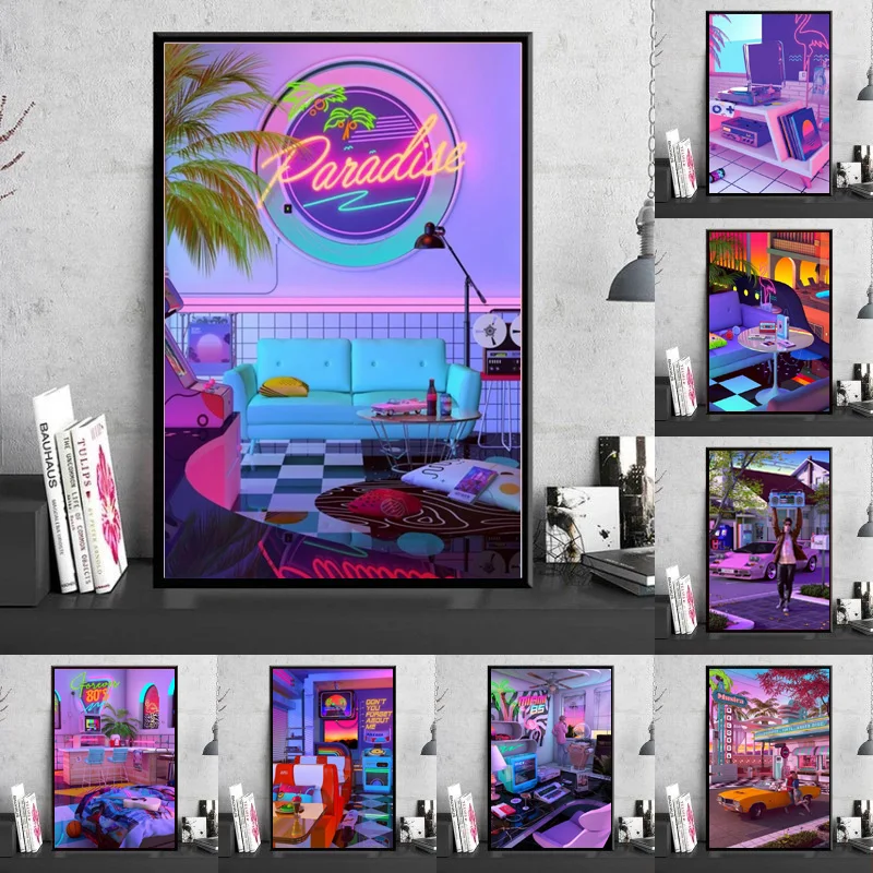 Киберпанк творческие личные цвета популярные художественные картины на холсте
