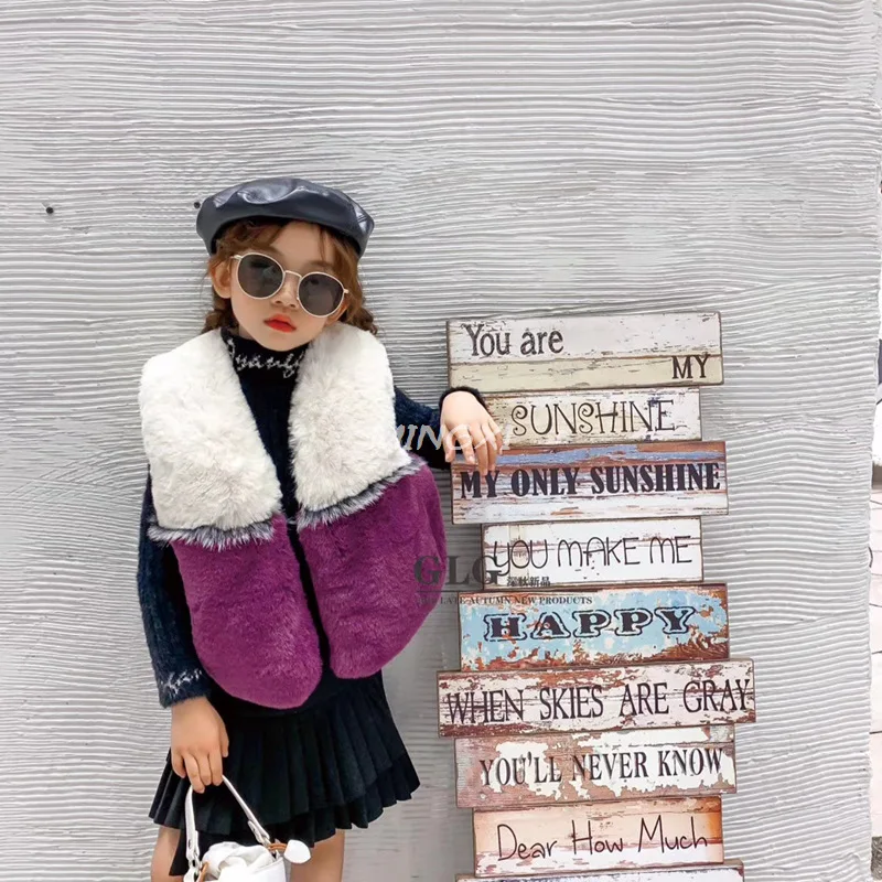 Детская одежда 2019 г. Осень-зима Новая меховая женская жилетка для девочек зимняя