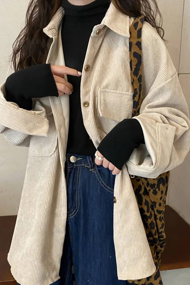 Вельветовая рубашка-пальто Женская весенне-осенняя дизайнерская рубашка 2021