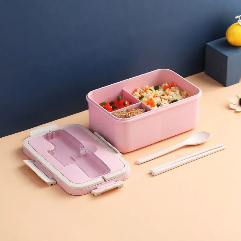 

High Quality 1500ml Bento Box Eco-Friendly Lunch Box Food Container Wheat Straw Material Microwavable Dinnerware Lunchbox New