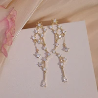 cute romantic big dipper shape rhinestone tassel earring for women aaa zirconia drop earrings wedding jewelry daily jewels