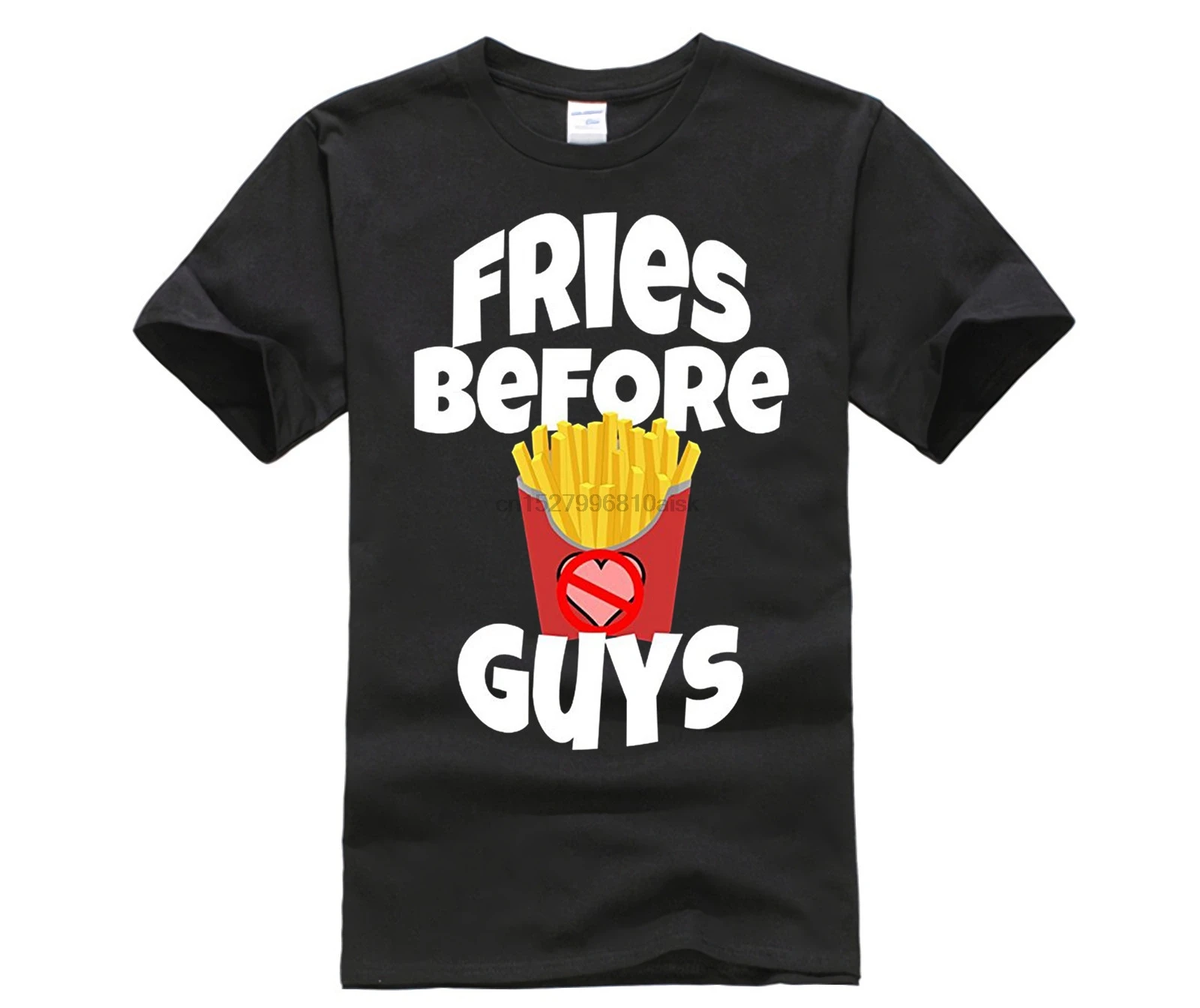 Круглый воротник крутая Мужская футболка надпись &quotFries Before Guys&quot Забавный быстро