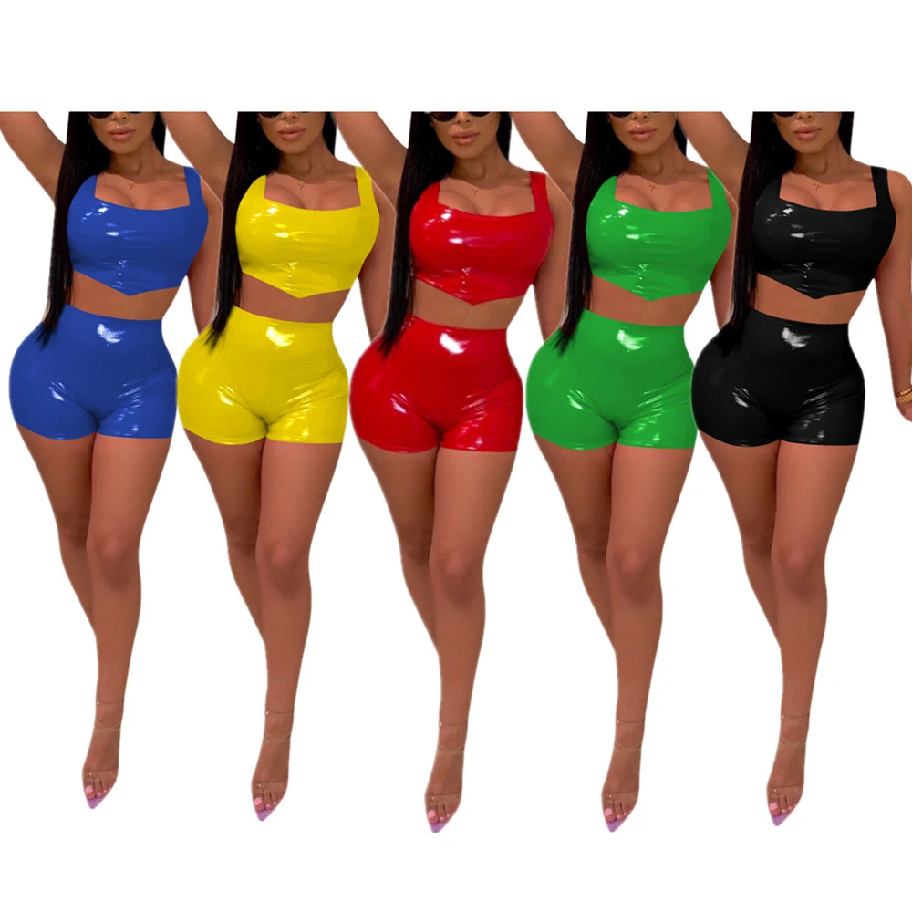 Пикантные женские комплекты одежды из искусственной кожи лето 2020 комплект 2