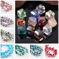 10pcs diagonal hole 9mm cube square faceted crystal glass loose crafts beads for jewelry making diy