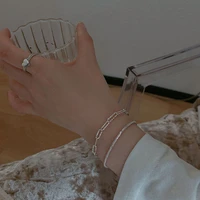 silver colour hollow chain bangles heart pendant thin shining bracelet charm bracelets for women