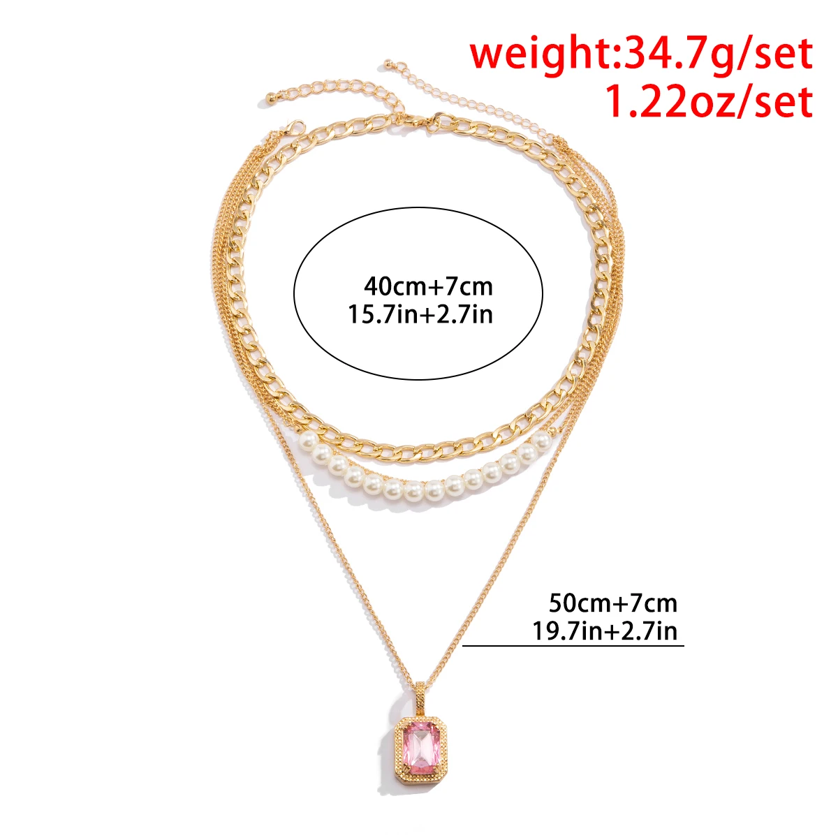 

Multilayer Imitation Pearl Chain Necklace Colar Bijoux Femme Geometric Crystal Pendant Necklace Collier Grunge Jewelry for Women