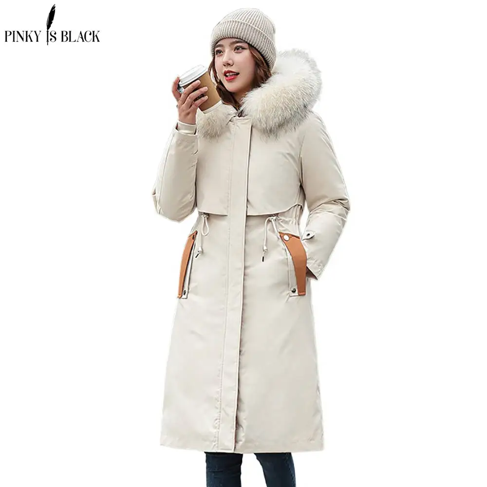 PinkyIsBlack 2021 New Winter Jacket Women Coat Removable Long Fashion Hooded Warm Parka Female Thick Fur Liner Winter Coat Women