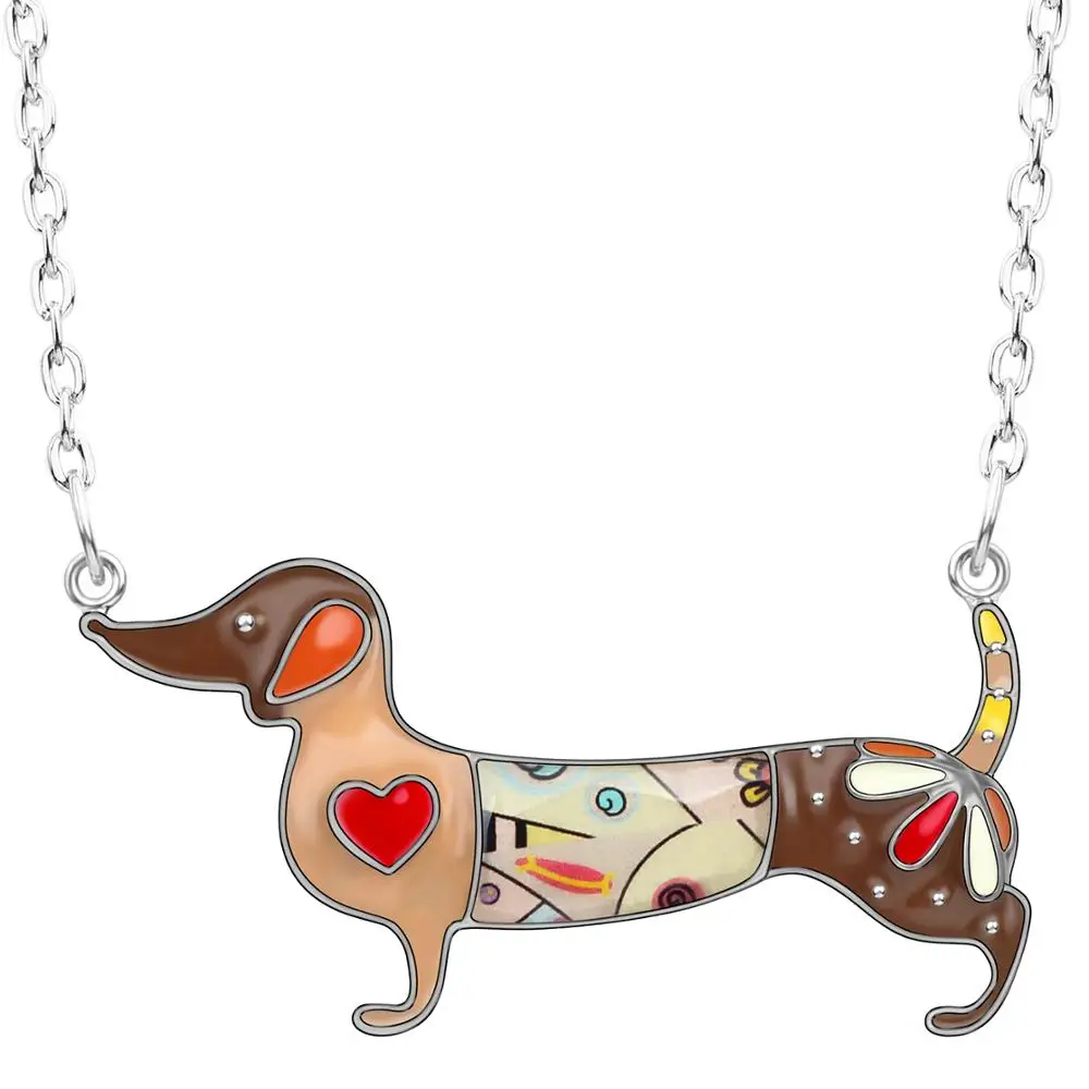 WEVENI сплав Эмаль Аниме такса Подвеска для ожерелья собак цепь воротник милые