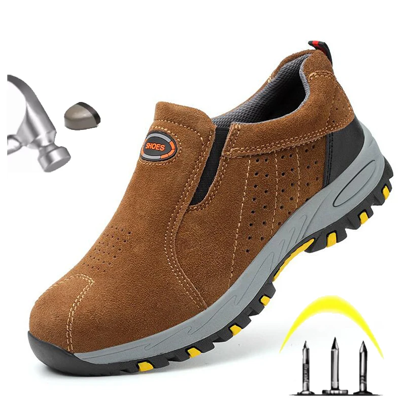 Мужские защитные рабочие ботинки со стальным носком легкие дышащие Нескользящие