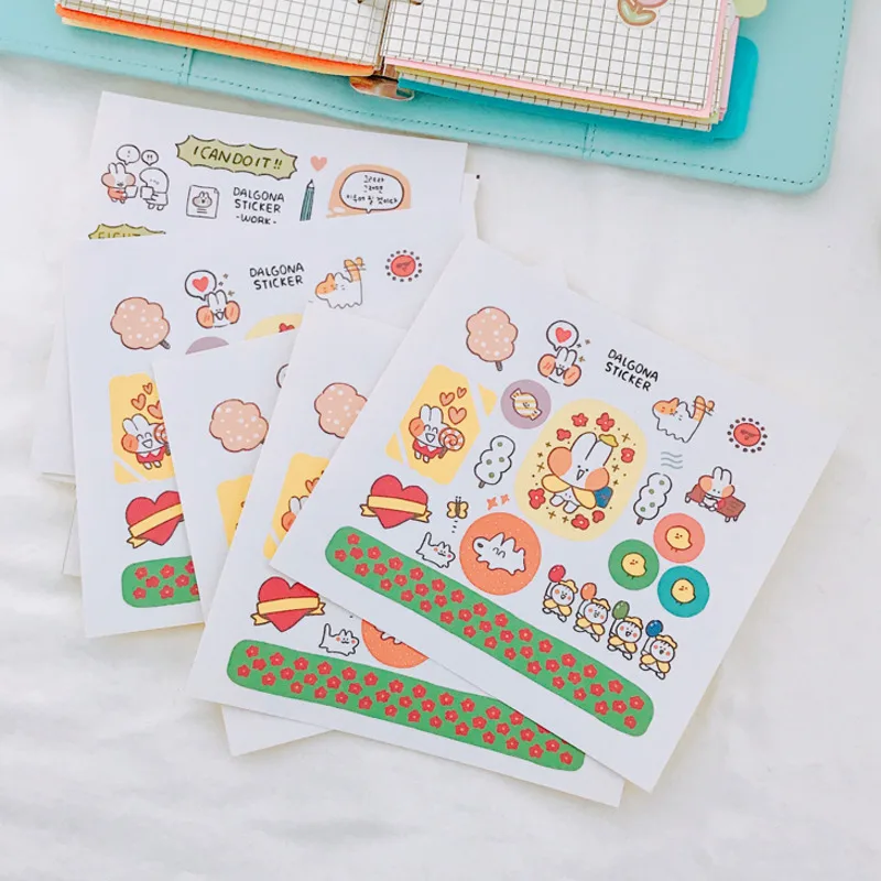 Милые Мультяшные радужные наклейки с кроликом цветные украшения для ручной