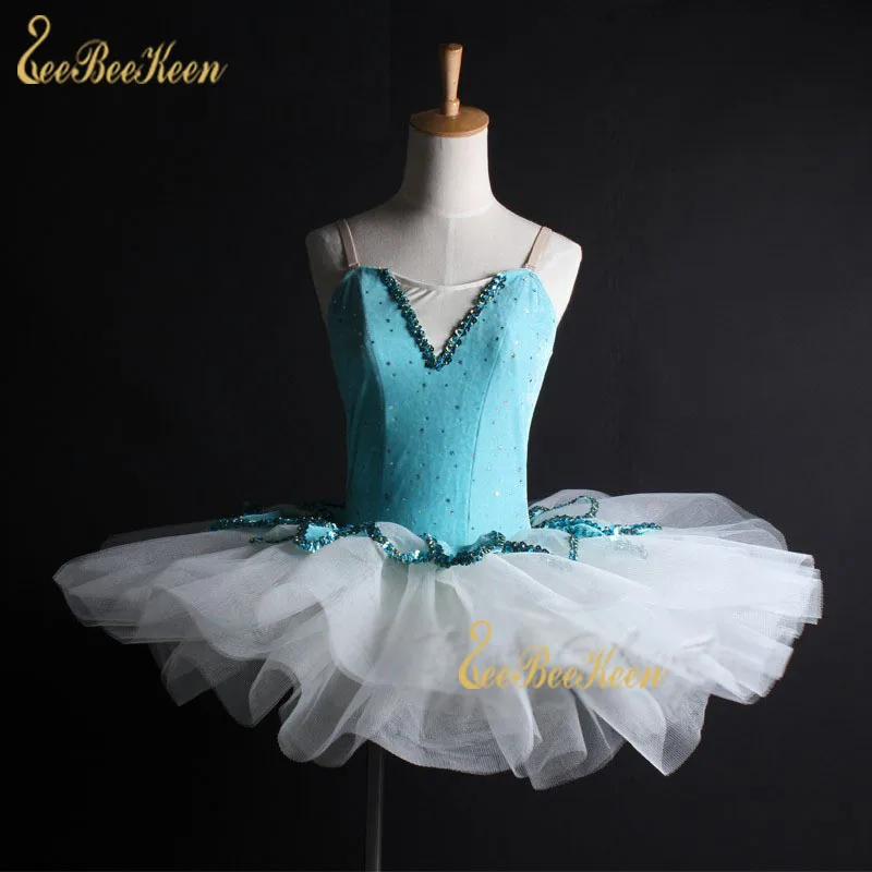 

Women Stage Performance Costume Adults Professional Ballet Tutu Blue Pancake Classical Ballet Leotard Tutu Dance Dress For Girls