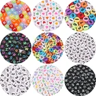 4x7 мм, смешанные золотые цифры, буква круглые акриловые бусины, плоский алфавит, разделительные бусины для детской браслета, ожерелья